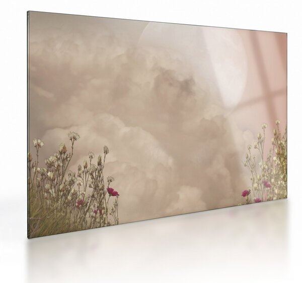 Staklena slika - Ružičasti pun mjesec (70x50 cm)