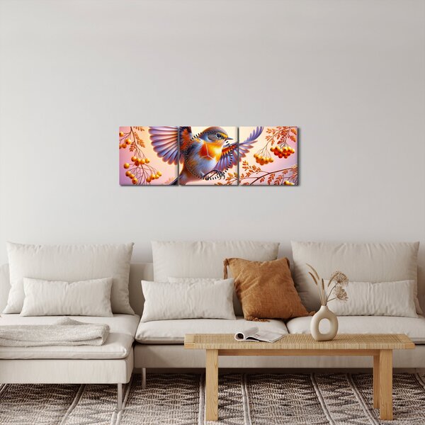 Slika - Ptica s jarebikom (sa satom) (90x30 cm)