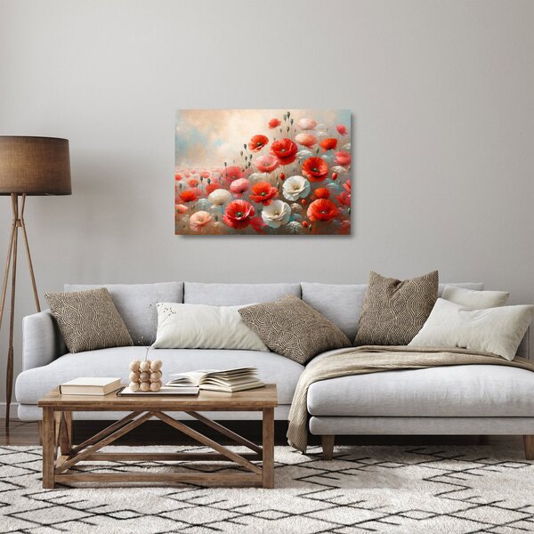Staklena slika - Staklena slika s makovima (70x50 cm)