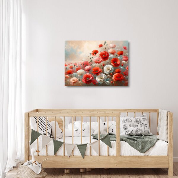 Staklena slika - Staklena slika s makovima (70x50 cm)
