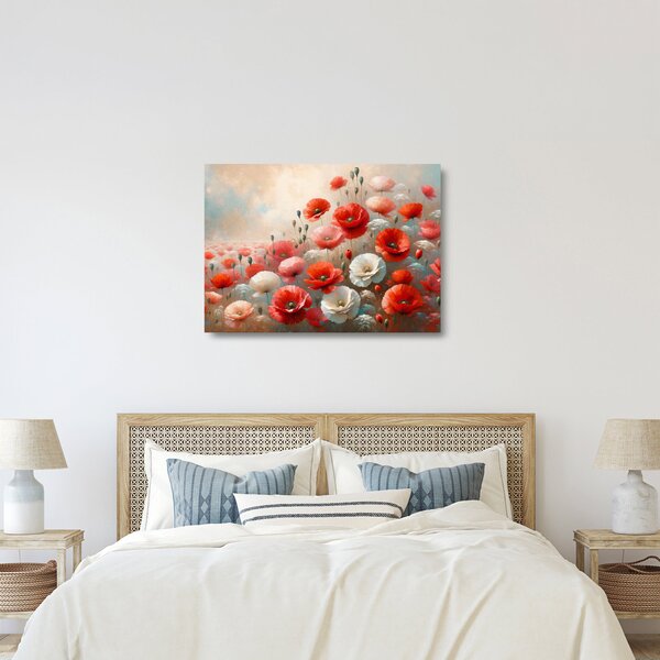 Staklena slika - Staklena slika s makovima (70x50 cm)