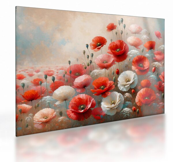 Staklena slika - Staklena slika s makovima (70x50 cm)
