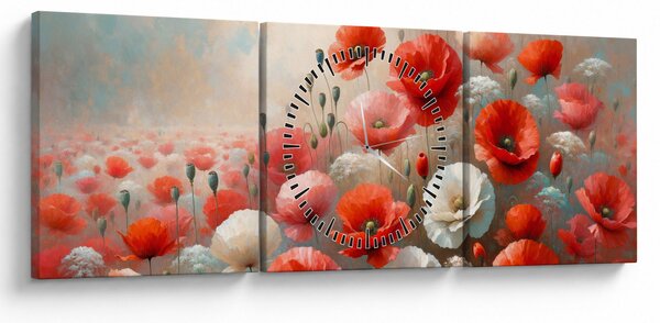 Slika - Slika s makovima (sa satom) (90x30 cm)