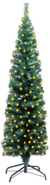 VidaXL Tanko umjetno osvijetljeno božićno drvce zeleno 120 cm PVC