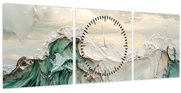 Slika - 3D morska apstrakcija (sa satom) (90x30 cm)