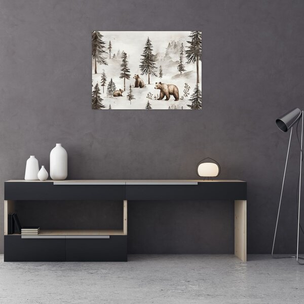Slika - Šuma s medvjedima (70x50 cm)