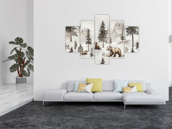 Slika - Šuma s medvjedima (150x105 cm)