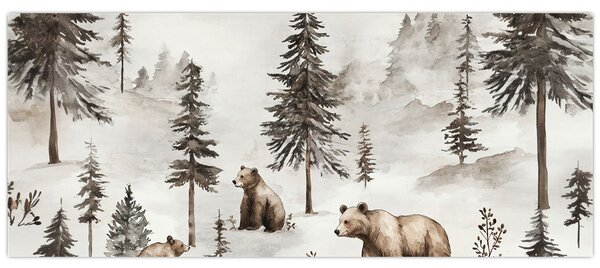 Slika - Šuma s medvjedima (120x50 cm)