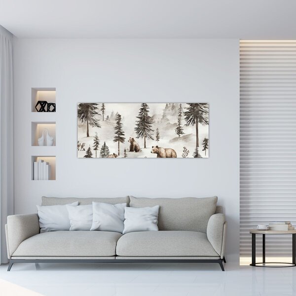 Slika - Šuma s medvjedima (120x50 cm)