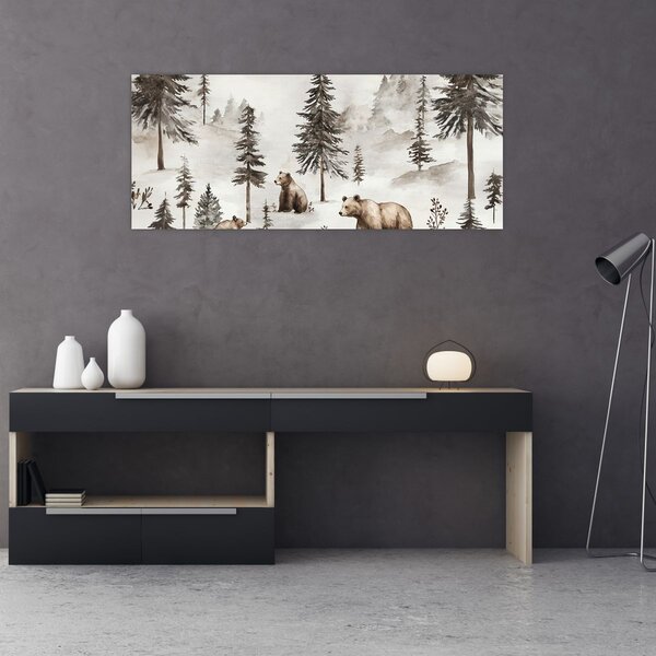 Slika - Šuma s medvjedima (120x50 cm)