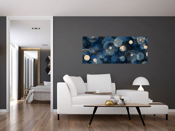 Slika - Plavo-zlatni prsteni (120x50 cm)