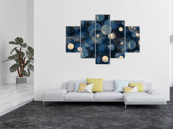 Slika - Plavo-zlatni prsteni (150x105 cm)