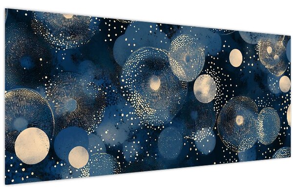 Slika - Plavo-zlatni prsteni (120x50 cm)