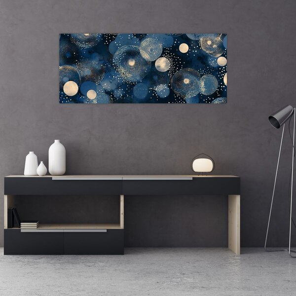 Slika - Plavo-zlatni prsteni (120x50 cm)