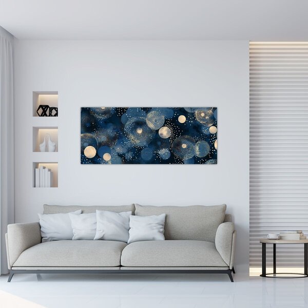 Slika - Plavo-zlatni prsteni (120x50 cm)