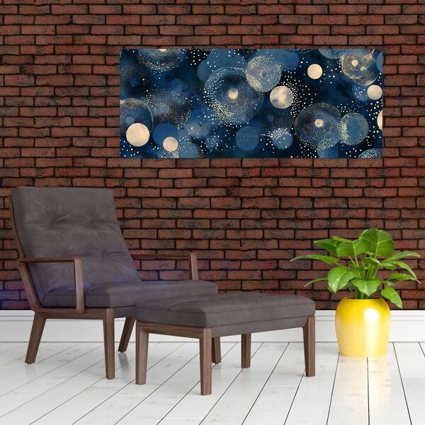 Slika - Plavo-zlatni prsteni (120x50 cm)