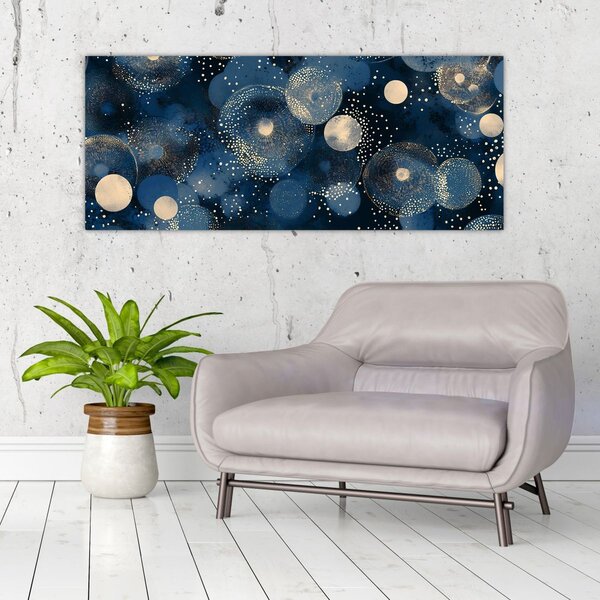 Slika - Plavo-zlatni prsteni (120x50 cm)