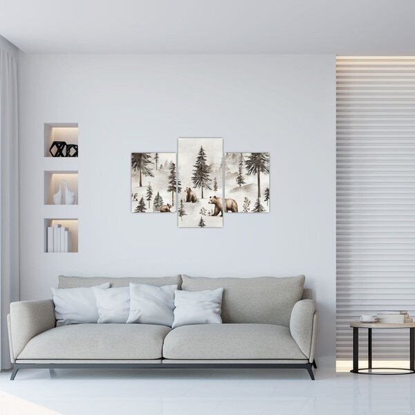 Slika - Šuma s medvjedima (90x60 cm)