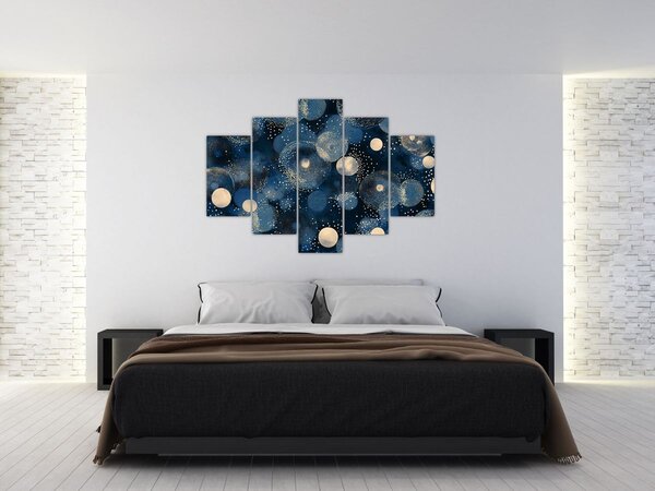 Slika - Plavo-zlatni prsteni (150x105 cm)