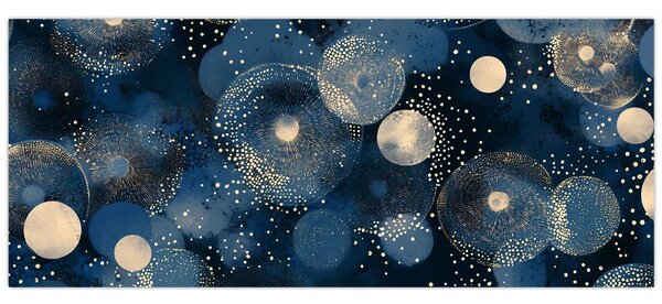 Slika - Plavo-zlatni prsteni (120x50 cm)