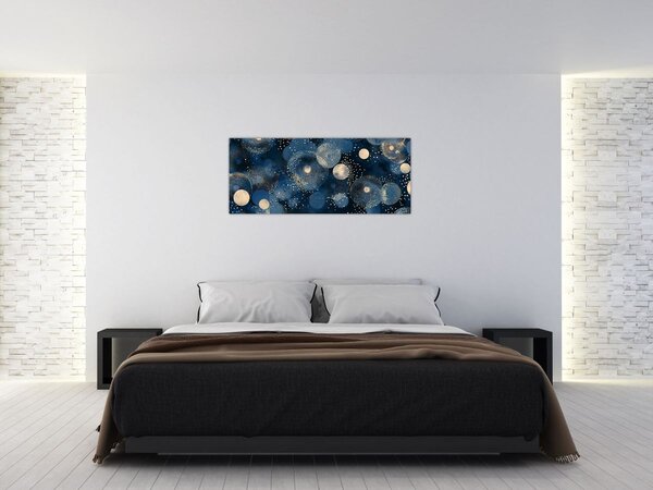 Slika - Plavo-zlatni prsteni (120x50 cm)