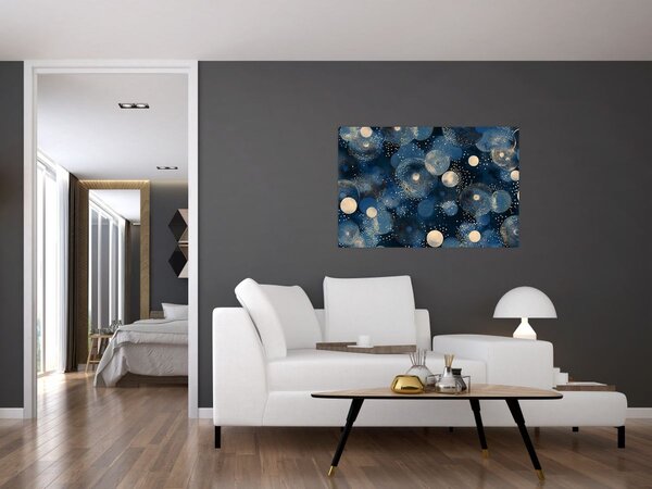 Slika - Plavo-zlatni prsteni (90x60 cm)