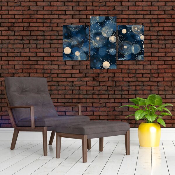 Slika - Plavo-zlatni prsteni (90x60 cm)