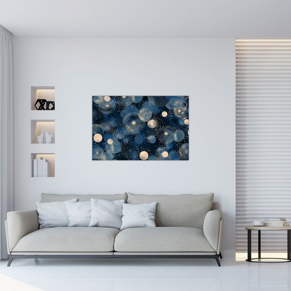 Slika - Plavo-zlatni prsteni (90x60 cm)
