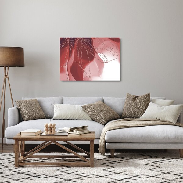 Staklena slika - Crveni apstraktni cvijet N⁰1 (70x50 cm)