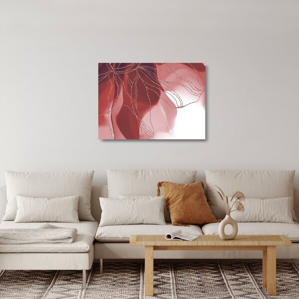 Staklena slika - Crveni apstraktni cvijet N⁰1 (70x50 cm)