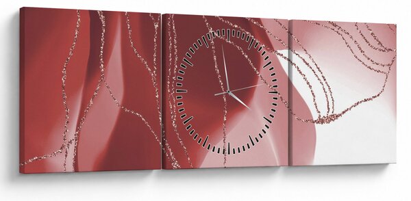 Slika - Crveni apstraktni cvijet N⁰1 (sa satom) (90x30 cm)