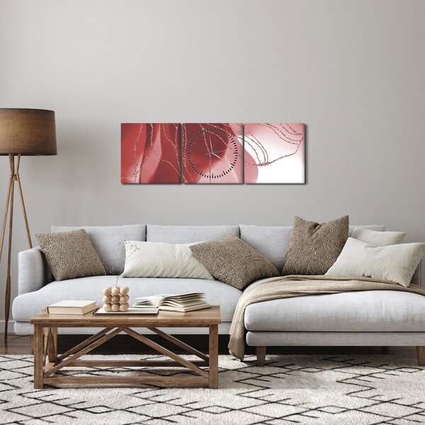 Slika - Crveni apstraktni cvijet N⁰1 (sa satom) (90x30 cm)