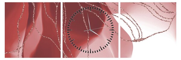 Slika - Crveni apstraktni cvijet N⁰1 (sa satom) (90x30 cm)