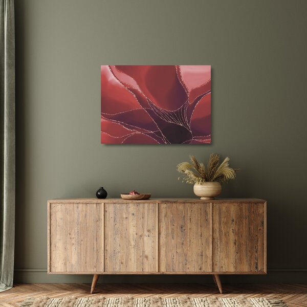 Staklena slika - Crveni apstraktni cvijet N⁰2 (70x50 cm)