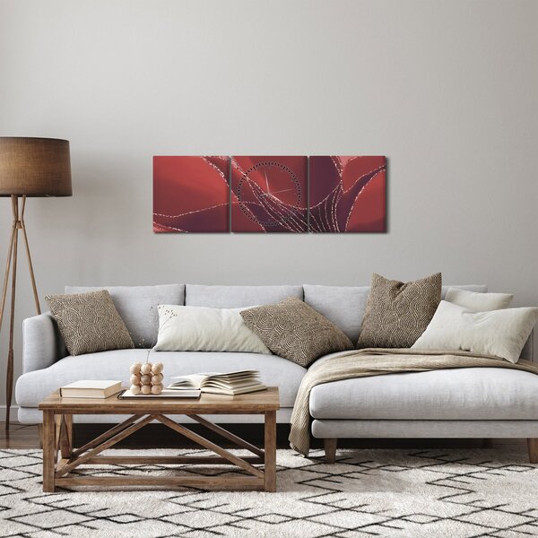 Slika - Crveni apstraktni cvijet N⁰2 (sa satom) (90x30 cm)