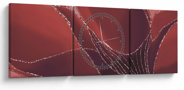 Slika - Crveni apstraktni cvijet N⁰2 (sa satom) (90x30 cm)