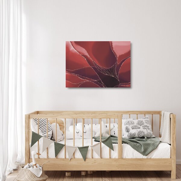 Staklena slika - Crveni apstraktni cvijet N⁰2 (70x50 cm)