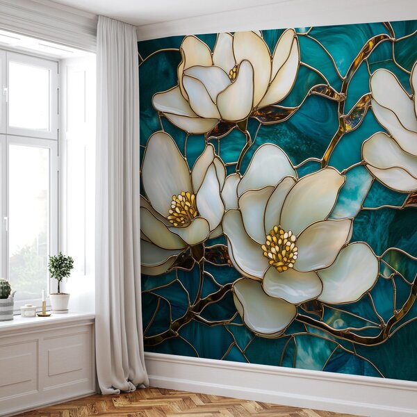 Foto tapeta - Vitraz s magnolijom (147x102 cm)