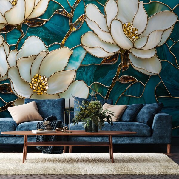 Foto tapeta - Vitraz s magnolijom (147x102 cm)