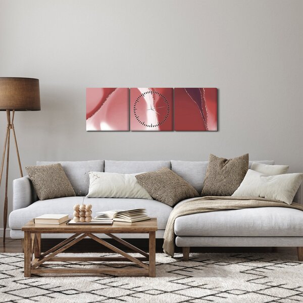 Slika - Crveni apstraktni cvijet N⁰3 (sa satom) (90x30 cm)