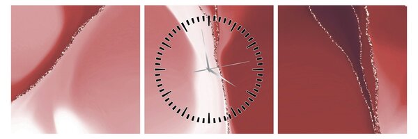 Slika - Crveni apstraktni cvijet N⁰3 (sa satom) (90x30 cm)