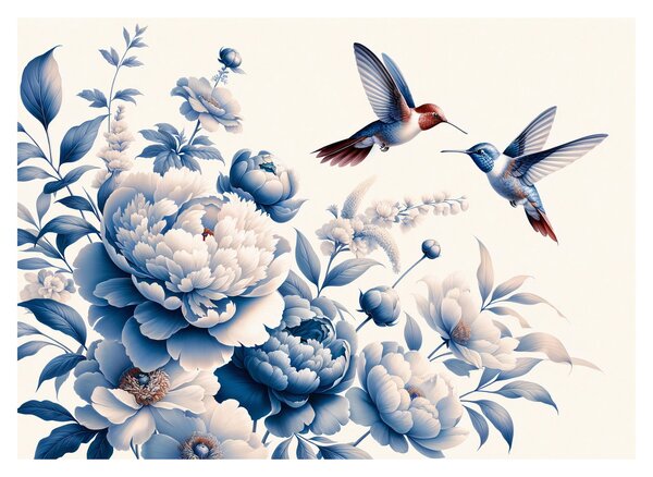Staklena slika - Kolibri iznad cvijeta (70x50 cm)