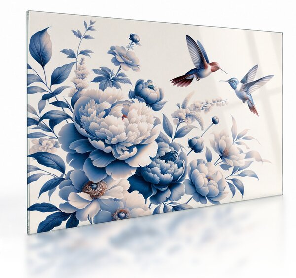 Staklena slika - Kolibri iznad cvijeta (70x50 cm)