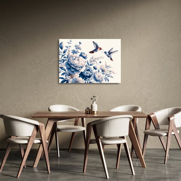 Staklena slika - Kolibri iznad cvijeta (70x50 cm)
