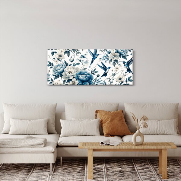 Slika - Kolibri s cvijećem (120x50 cm)