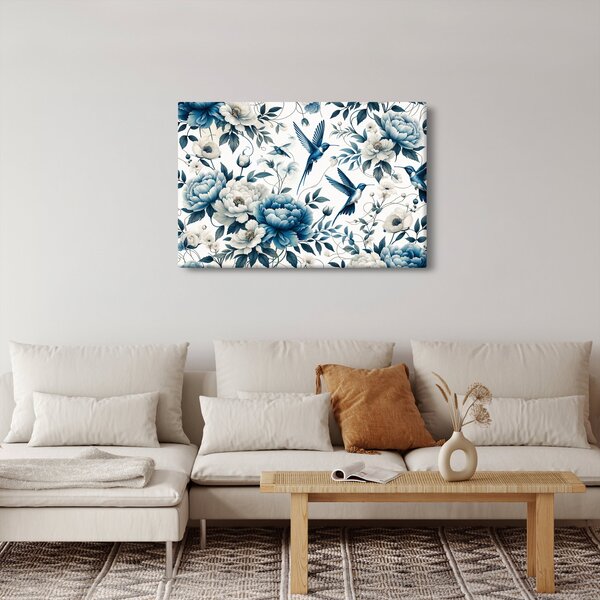 Slika - Kolibri s cvijećem (90x60 cm)