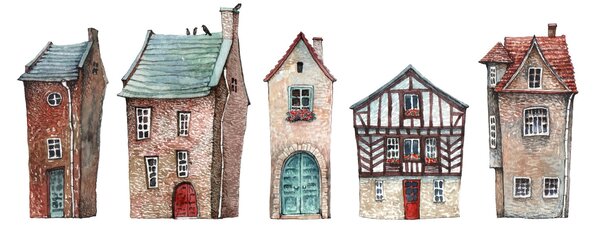 Slika - Kuće u akvarelu (120x50 cm)