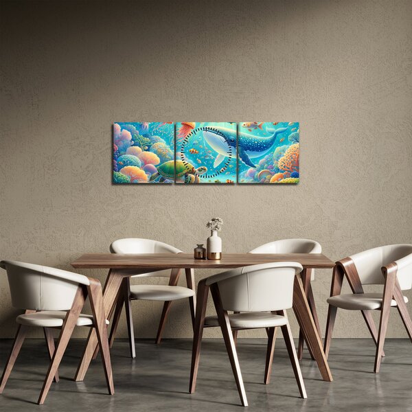 Slika - Svijet ispod površine (sa satom) (90x30 cm)