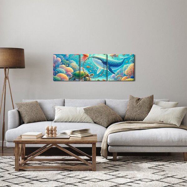 Slika - Svijet ispod površine (sa satom) (90x30 cm)