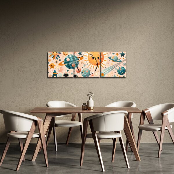 Slika - Dijelovi svemira (sa satom) (90x30 cm)